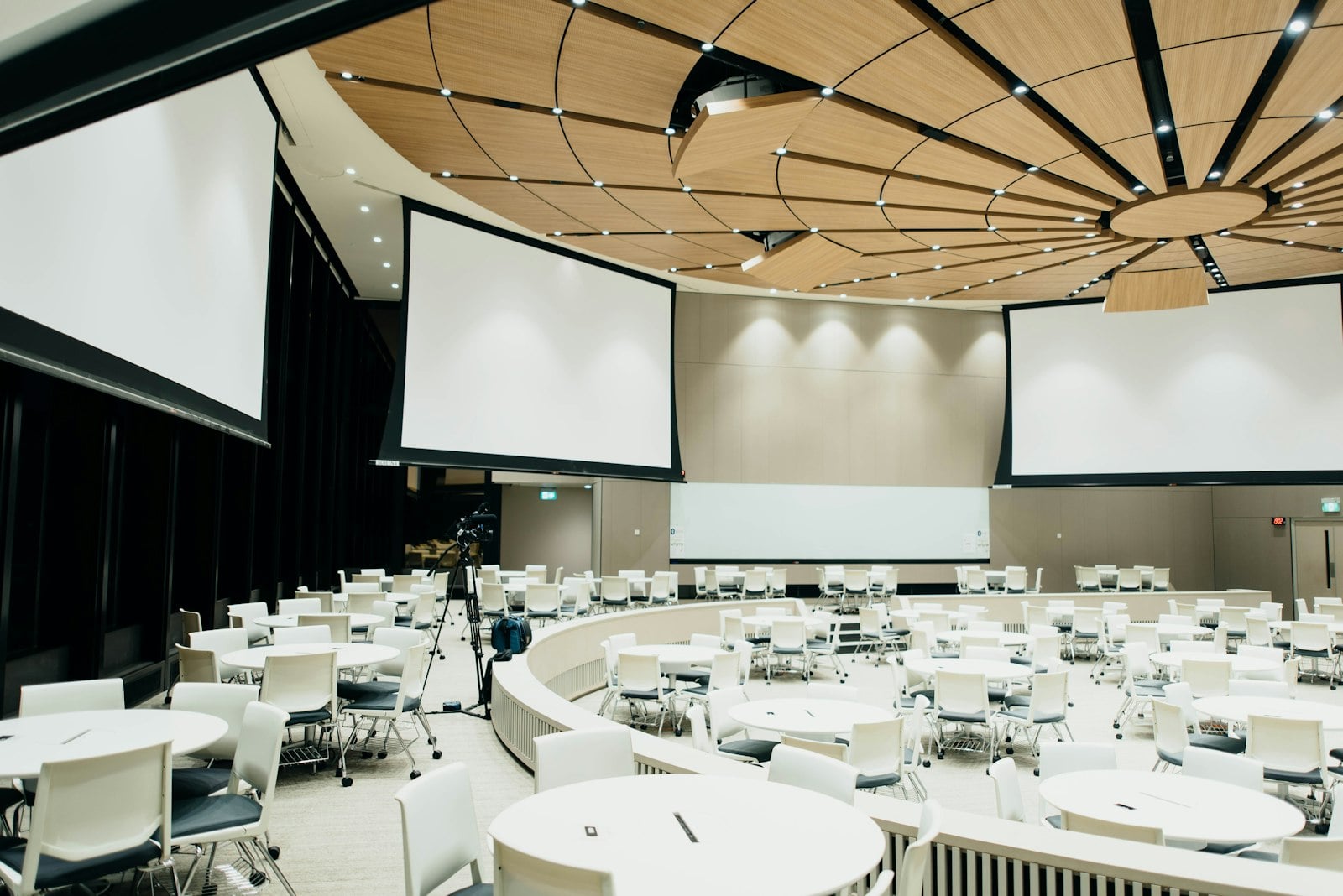 Modern conference hall ready for a composed programme